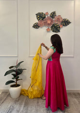 Magenta silk anarkali - kasumi.in